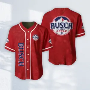 [Made in USA] Busch Bapple Light Baseball Jersey, Funny Red Bapple Beer Drinking Shirt, Summer Tailgate Frat Party Outfit, Men's Graphic Jersey Tee