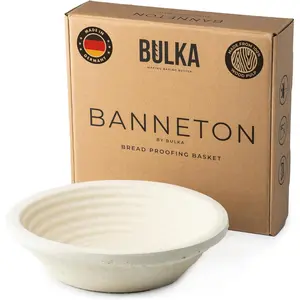 Large Round 9" 1kg Groove Banneton Bread Proofing Basket Pressed Wood Pulp, Sourdough Proofing Basket - Non-Stick Bread Proofing Bowl Sourdough Bread Baking Supplies, Made in Germany