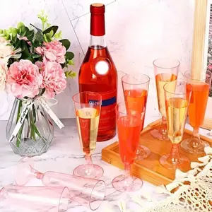 Plastic Champagne Glass Disposable Cocktail Cups, Transparent High Ball Wine Glasses for Soda & Martini, Perfect for Parties