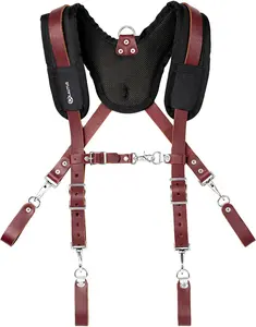 Leather Padded Tool Belt Suspenders w/Chest Strap| Pencil Sleeve| Comfortable & Heavy Duty | Fully Adjustable | Construction Grade |