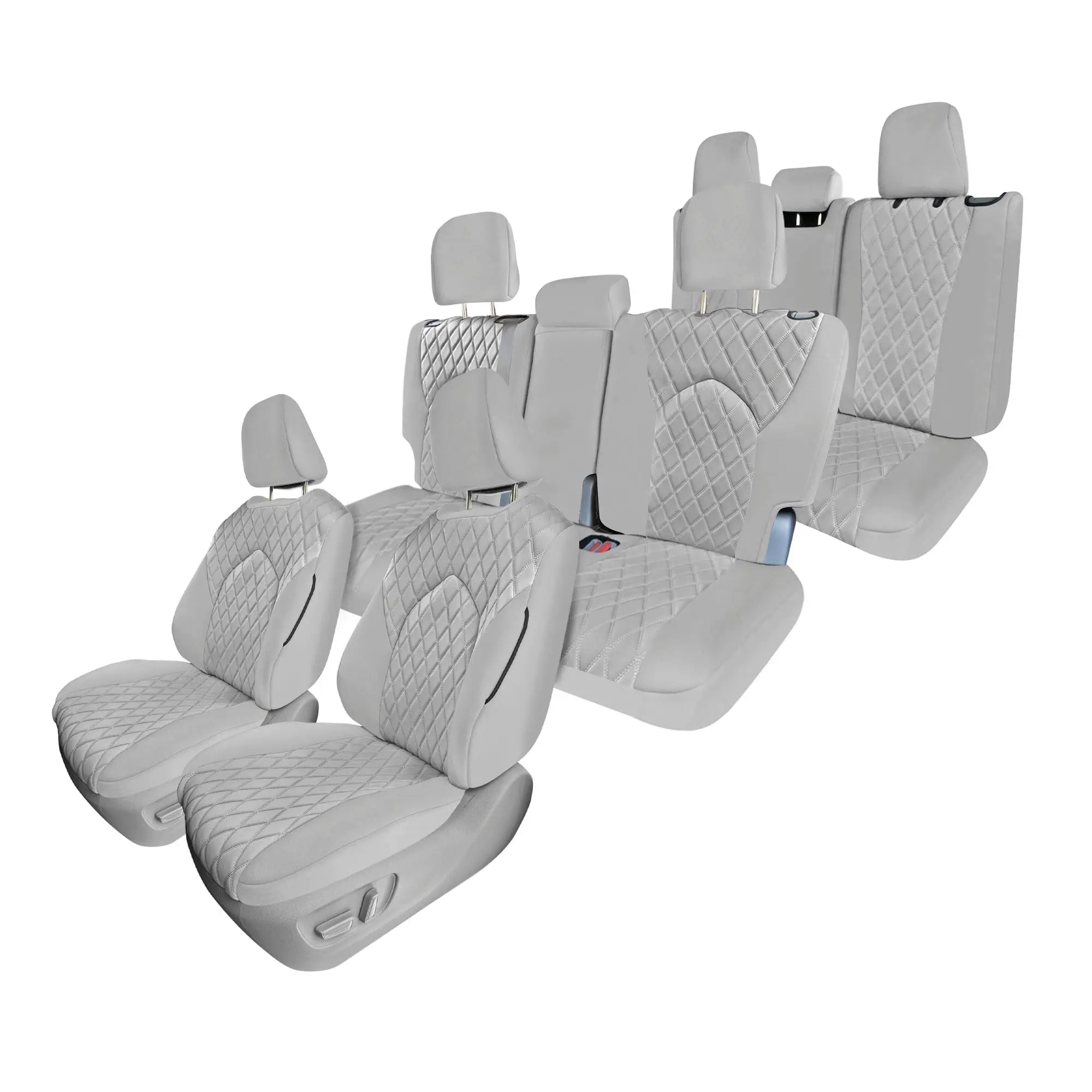 Customized Fit Car Seat Covers & Protector for 2020-2024 Toyota Highlander, Airbag Compatible, Heated/Ventilated Seats Compatible, Full Set Solid Gray Ultraflex Neoprene, Waterproof