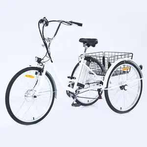 【GARVEE】Adult Tricycle 7-Speed 24/26-Inch 3-Wheel Bike with 250W Motor, 36V Battery, Large Basket, HD LED Headlight, Designed for Smooth Ride and Suitable for Women, Seniors, and Men, Black