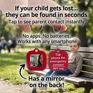 Kids Safety NFC Tag with Mirror - Instant Contact Emergency Contact