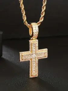 20MM cross pendant, faith, hip-hop accessory, street casual style, with a 24-inch chain, Cuban cross necklace