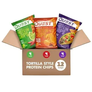 (W)Quest Tortilla Protein Chips – Variety Pack (Chili Lime, Nacho Cheese, Loaded Taco) 12-Pack