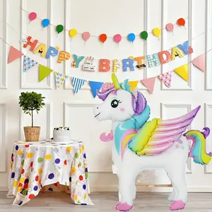 Standing Unicorn Balloon Decoration, 33 Inch Birthday Party Atmosphere Decor, Indoor Outdoor Room Gift Prop, Event Activity Supplies