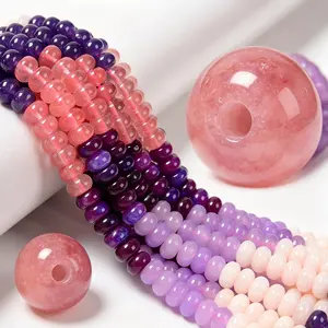 08-Multi-color Dyed Jade Smooth Rondelle Beads Size 5x8mm 15.5'' Strand