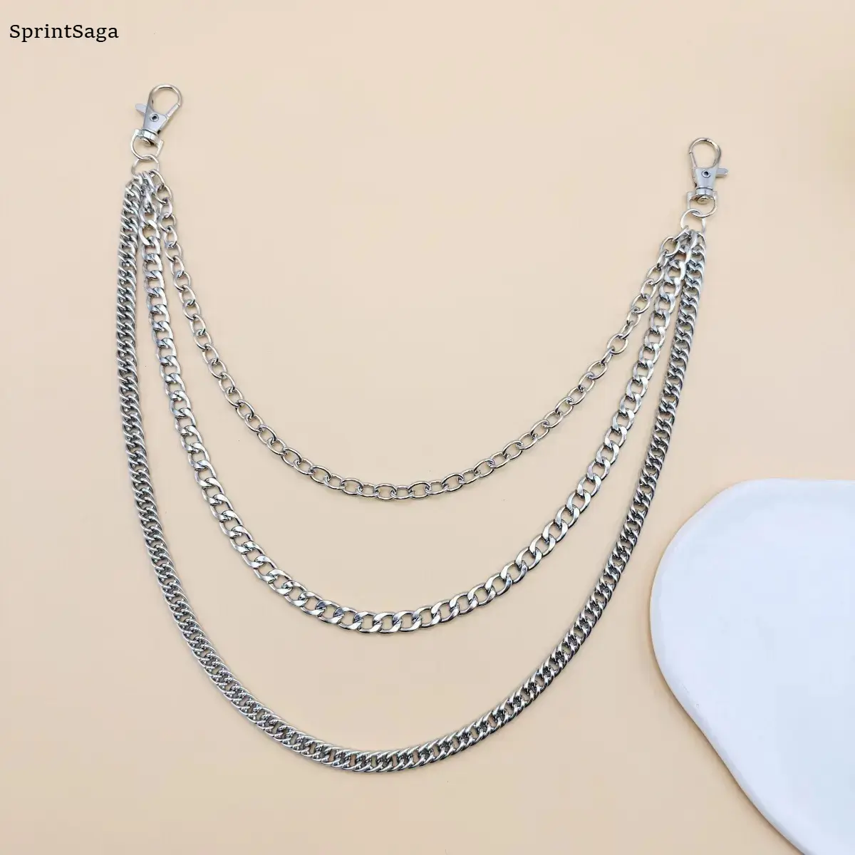 Y2K Bold Layered Metal Wallet Chain - Male Body Chain Accessory, Durable Metal Links, Easy Belt Loop Attachment, Functions as Both Wallet & Decorative Keychain, Hip Hop Punk Casual Streetwear Jeans Accent, Ideal for Concerts Festivals
