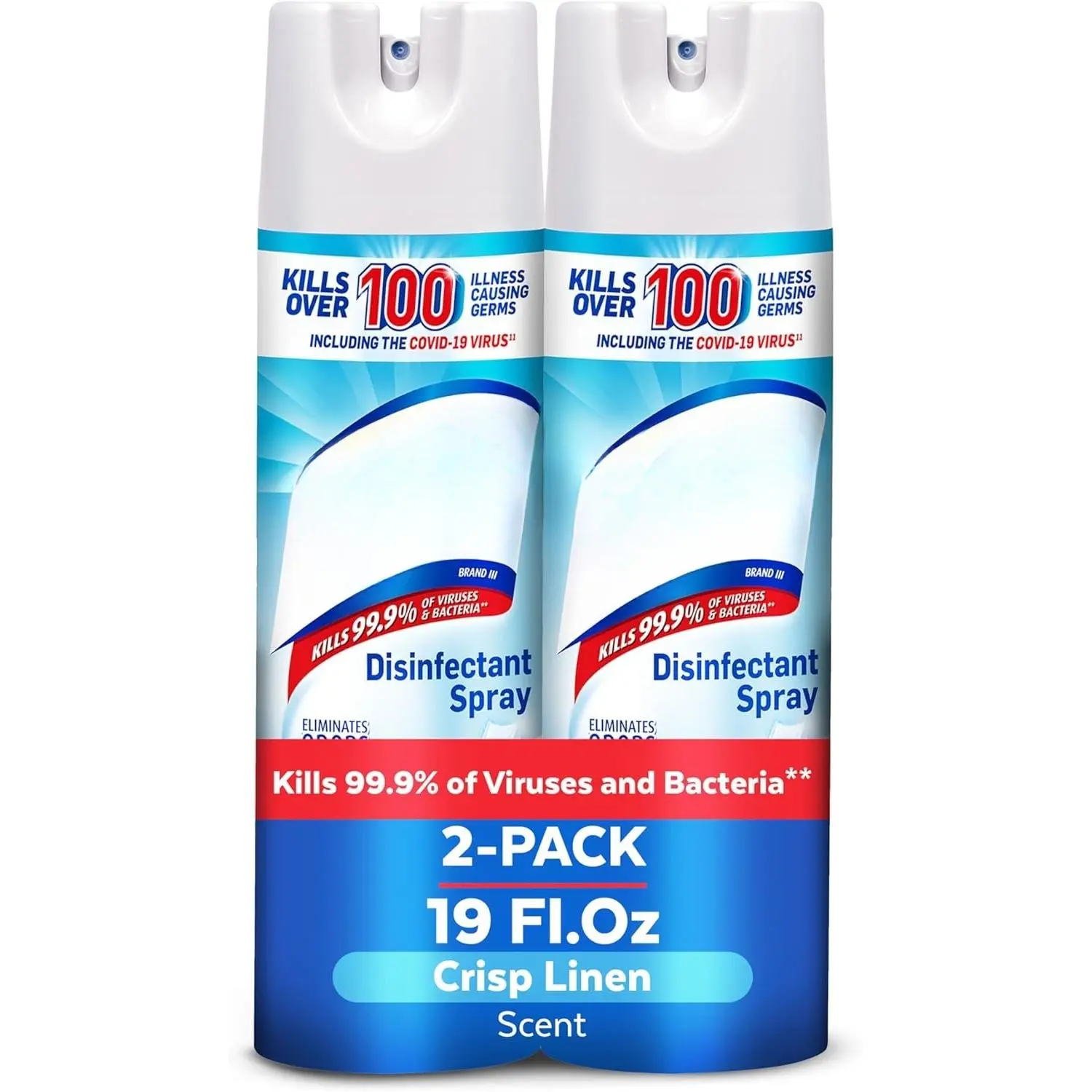 Disinfectant Spray, Household Essential Cleaning Supplies, Multi-Purpose Room Spray, Antibacterial Sanitizer Spray, Upholstery Deodorizer, Home and Bathroom, Crisp Linen,19 Fl Oz (Pack of 2)