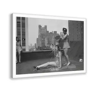 1940s NYC Rooftop _ Vintage Black And White Photography,Black and White, Photograph, Retro,Cozy Neutral Canvas Wall Art, Farmhouse Decor for Bedroom and Living Room.