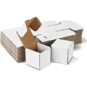 50 count 3X3X3 inch Small Shipping Boxes for Business, White Corrugated Cardboard Box 3 x 3 x 3 Craft Gifts Giving Box for Literature, Mailing, Packaging