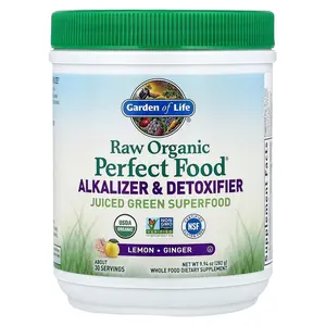 Garden of Life Raw Organic Perfect Food®, Alkalizer & Detoxifier, Lemon-Ginger, 9.94 oz (282 g)