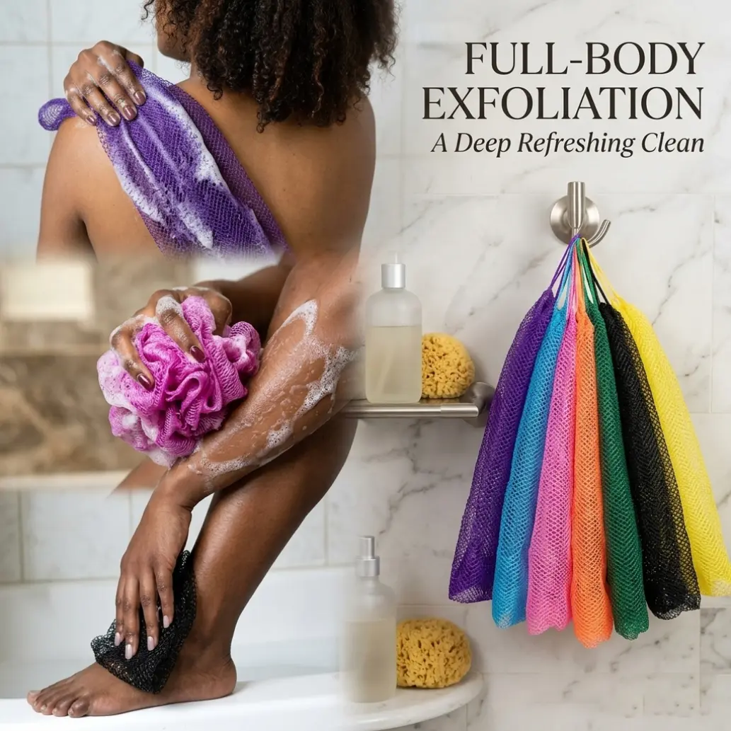 African-Style Exfoliating Bath Net Sponge - Quick-Drying Mesh Body Scrubber for Shower, Personal Body Care, Cleaning & Smooth Skin, Bathing Accessories, Ideal Gift,summerwins