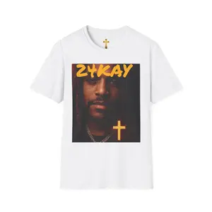 24KAY Portrait T-Shirt | Photo Face with Cross Graphic