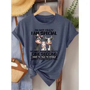 I’m Not Crazy I’m Special Funny Cow Graphic T-Shirt, Cotton Comfort Tee, Humorous Cow Fashion Outfit, Casual Shirt, Ideal Cow Lover & Quirky Gift for Her