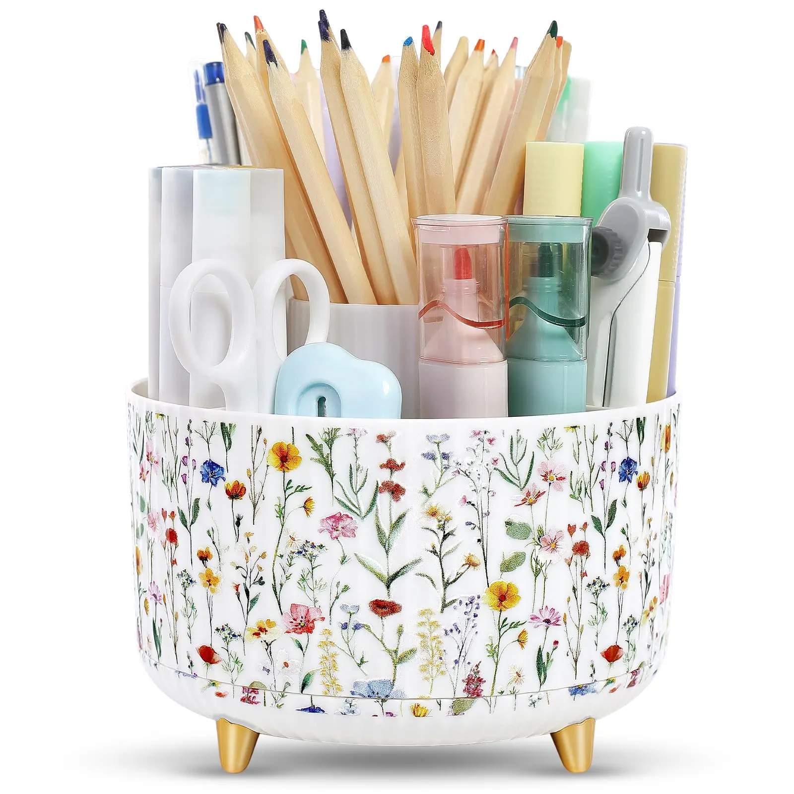 SKYDUE 360-Degree Rotating Desk Organizer - Office Stationery Supplies Holder with 5 Slots, Dual-Purpose Design for Pencils, Pens, Pen Cups, Marker Holder & Desk Accessories,back to school,back to school shopping