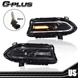 Halogen Models Projector Headlights w/ LED DRL Fit For 2015-2022 Dodge Charger