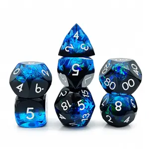 2-Tone Multi-Faceted Gemstone Resin Dice Set - for COC Role-Playing Games, RPG Epoxy Dice