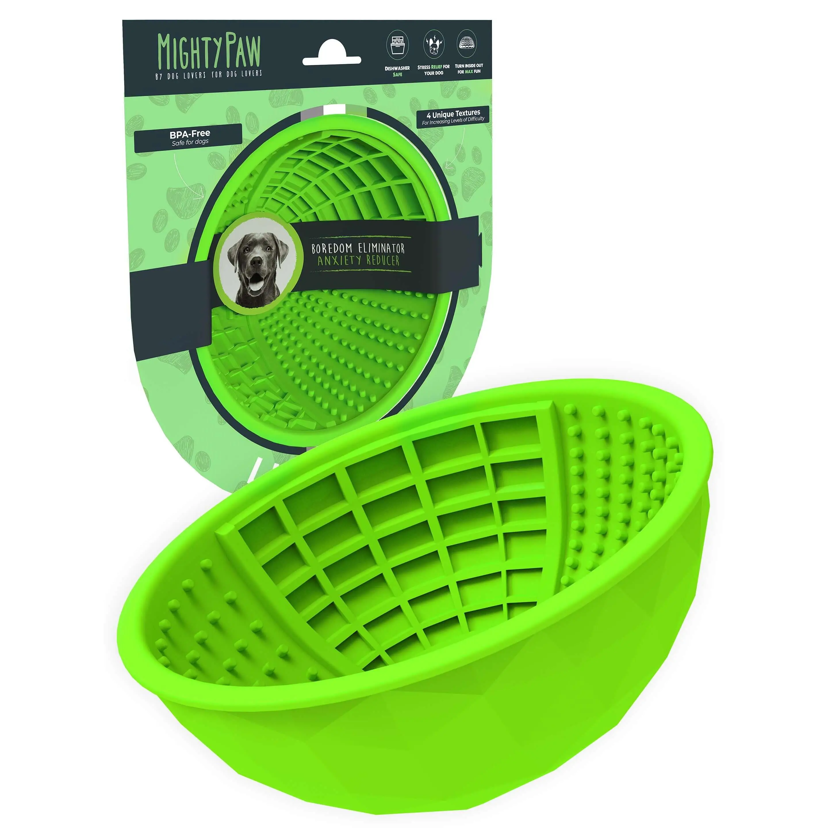 Mighty Paw Interactive Dog Lick Bowl Slow Feeder: Mental Enrichment for Mealtime Versatile Usage