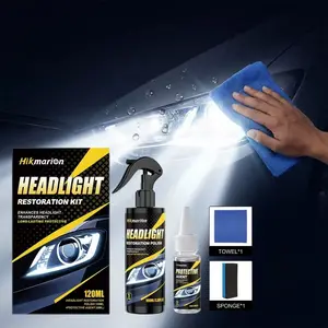 Hikmarion Car Headlight Cleaning Kit, Improve Yellowing and Blurred Lighting, Clear Surface Protection, Automotive Headlight Maintenance Set, Car Cleaning Supplies, Car Care Products, Car Detailing Products