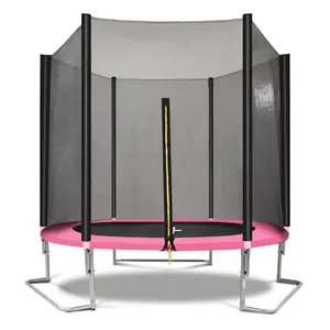 6FT/8.25FT Pink Trampoline with Safety Enclosure Net, Outdoor Backyard Bounce Play Equipment