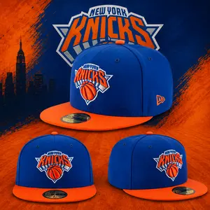 New Era Unisex New York Knicks 2T NBA Team-Basic Royal-Orange Fitted Hat, Collectible Streetwear Headwear for Baseball & Urban Fashion Enthusiasts