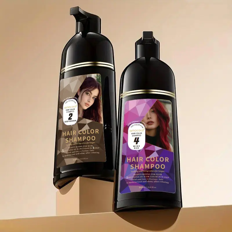 Amococo-Hair dye Shampoo,Quick hair dye,hair care,Fruity aroma-Black & Brown-3-In-1 Color–Plant extracts-Long Lasting–Haircare Oil Fragrance Cleansing
