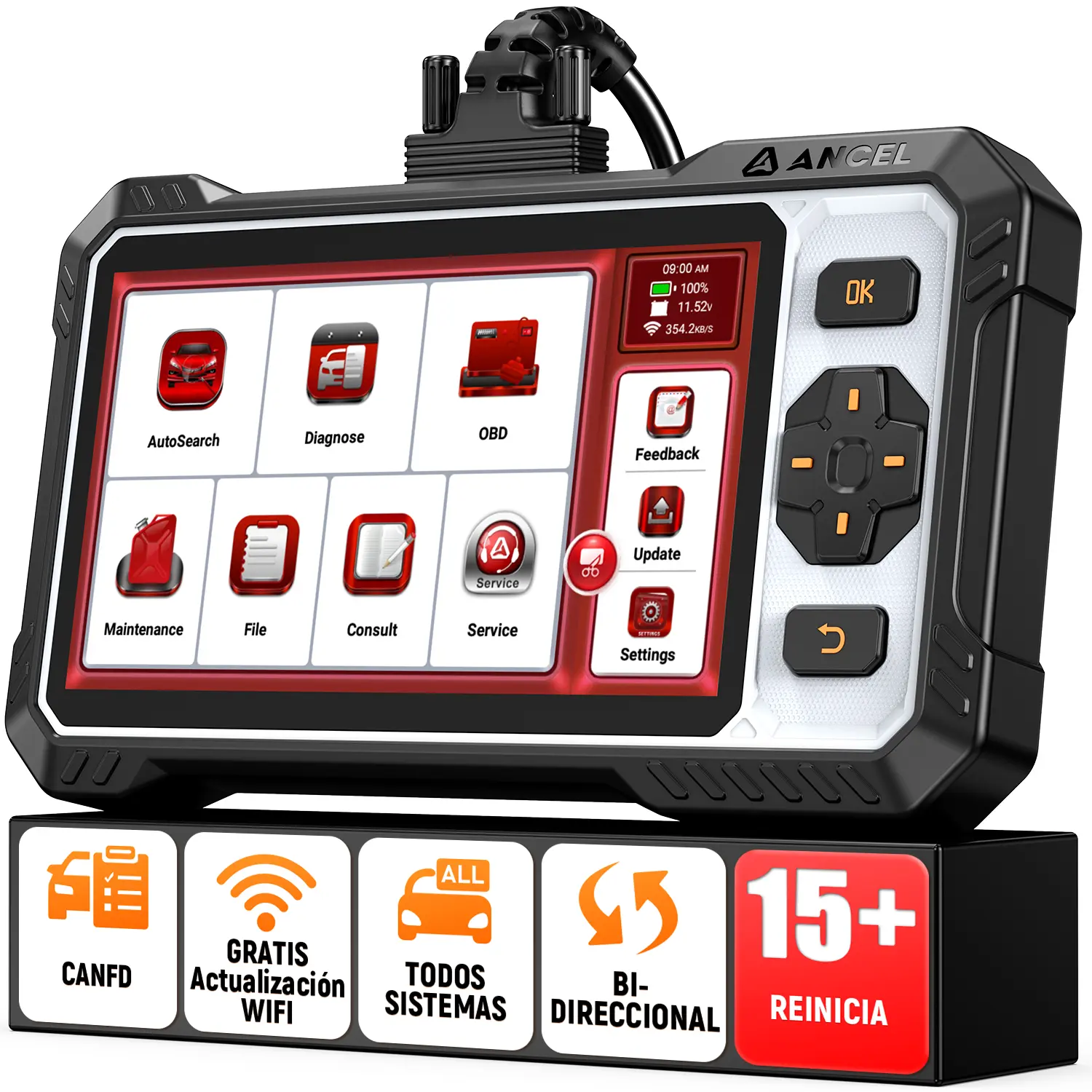 ANCEL FX6100 Bidirectional OBD2 Scanner, All System Car Diagnostic Scanner with Active Test,15+ Reset, EPB/BMS/SAS/D-PF Reset/ABS Bleeding/Injector Coding, FCA&CANFD, AutoVin, Lifetime Free Upgrade