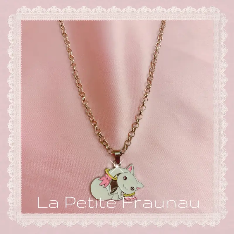 Madoka Magica Inspired Kyubey Anime Manga Kawaii Handmade Jiraikei Alternative Magical Girl Necklace
