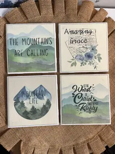 Majesty Mountains Tile Coasters, home decor