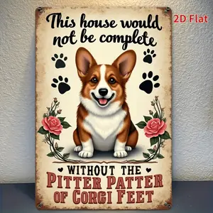 Charming Vintage Corgi Metal Wall Art Sign Perfect for Home Decor