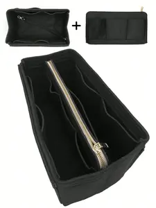 Wallet Organizer Insert Bag With Zippered Felt Pouch Handbag Shaper And Keychain Perfect For Quick Switch Of Tote Bags Handbags And Backpacks (Tote Not Included) Organiser