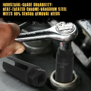 O2 Sensor Socket, 1/2 Inch Drive by 7/8 Inch Oxygen Sensor Socket, Automotive Oxygen Sensor Removal Tool with Side Wire Gate