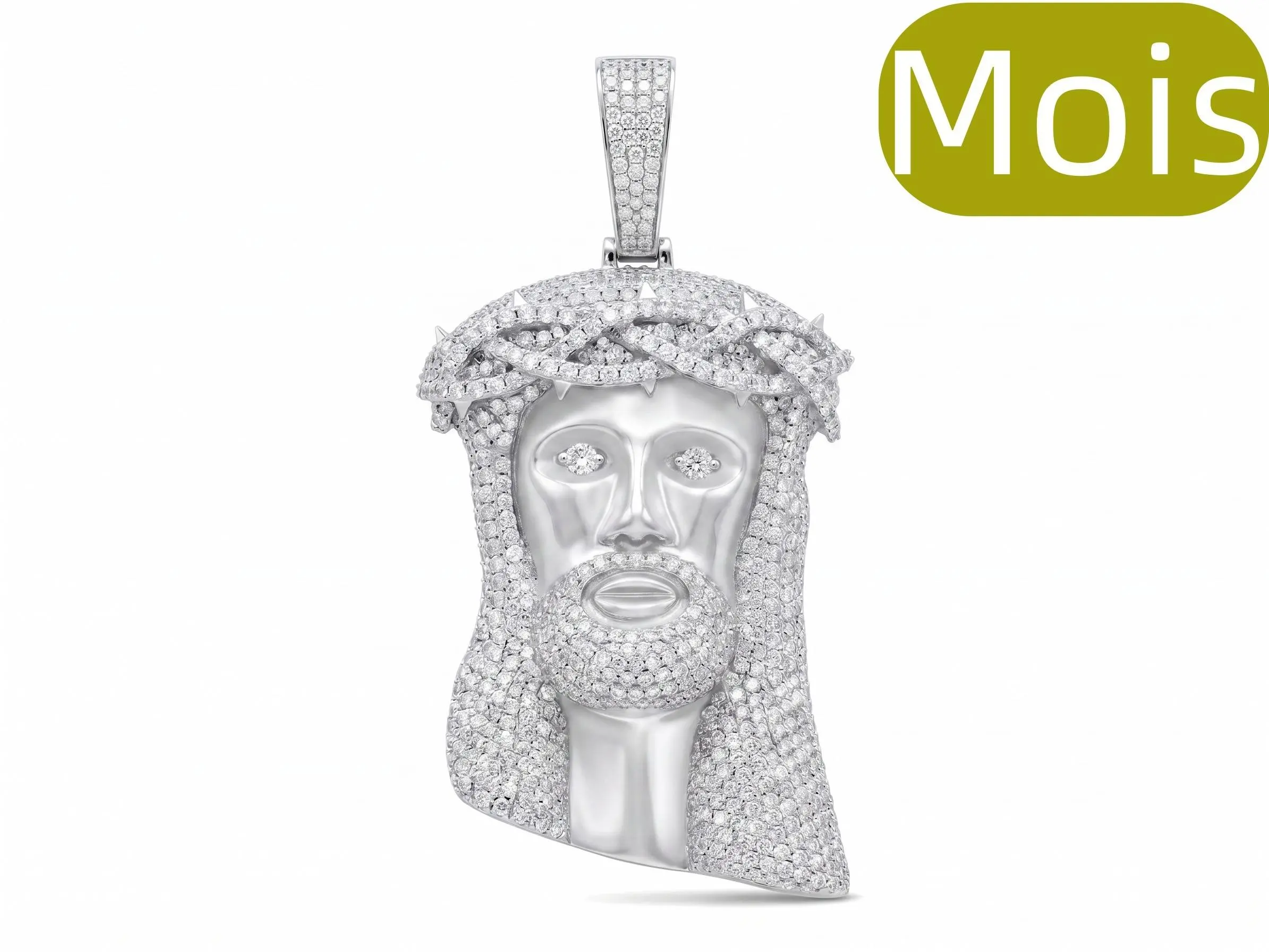 ④SPACEICE GRA Certified Moissan Jesus Pendant Necklace - Solid metal Base VVS1 D Color Iced Out Tennis Chain Hip Hop Jewelry for Men