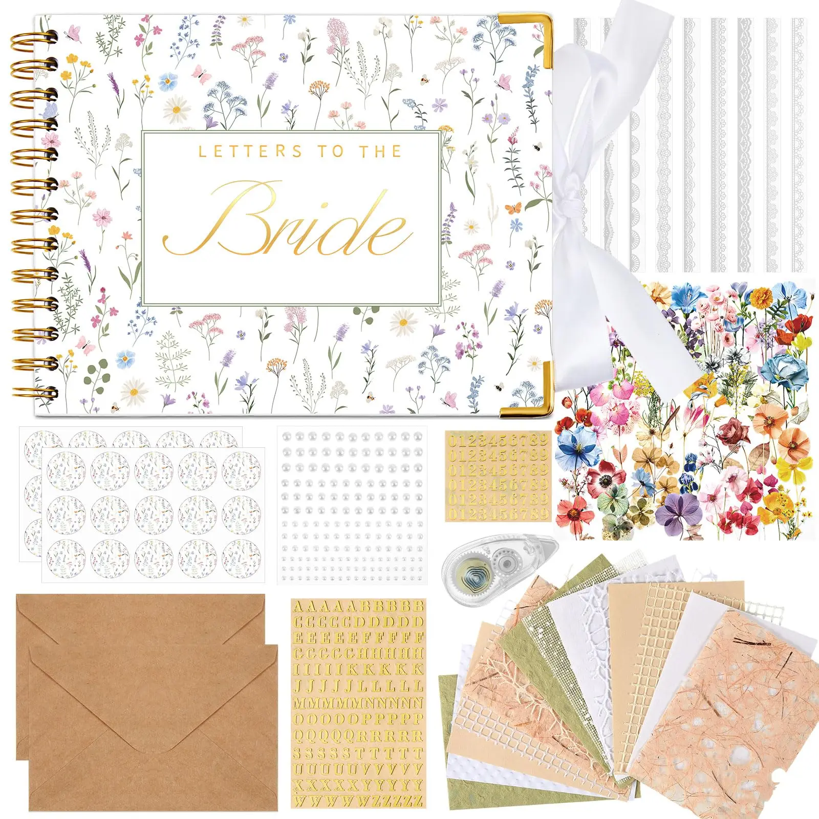 Letters to the Bride Book Wedding Gift - Heartfelt Wedding Letters Scrapbook for Bride, DIY Bridal Shower Gift from Bridesmaids & Mom, Elegant Pearl Decor Keepsake Memory Book for Wedding Morning