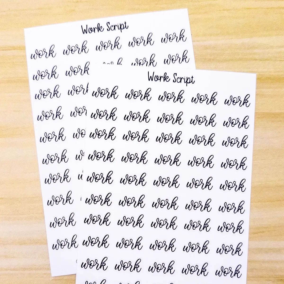 Work Script Planner Sticker Sheet 50 Stickers Bujo Calligraphy