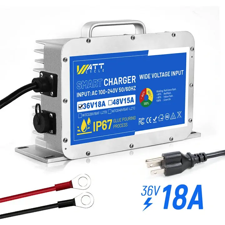 Wattcycle 36V18A Aluminum Shell LiFePO4 Battery Charger
