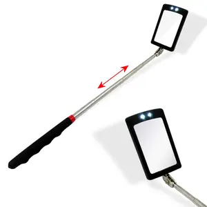 Houseables Telescoping Magnetic Pickup Tool, Inspection Mirror Telescoping, Extendable Magnet Pickup Tool, Mechanic Mirror, LED Flashlight