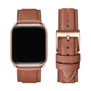 Minimalistic Smart Watch Band (Only Band), Comfortable Adjustable Watch Replacement Band, Wristband Compatible With iWatch Series 38mm 40mm 41mm 42mm 44mm 45mm 49mm, Leather Watch Strap, Smartwatch Strap