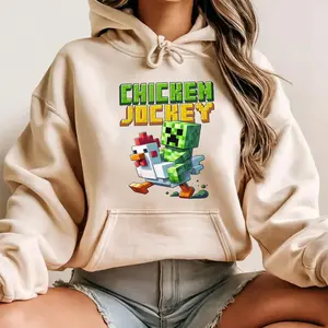 Minecraft Chicken Jockey Funny Shirt, Outfit for Chicken Lovers Hoodie, Unisex Gamer Tee Sweatshirt, Hilarious Gaming Gift