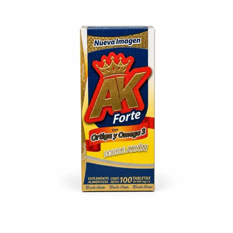 AK Forte with Ortiga and Omega 3 - 100 Tablets Vitamins Natural