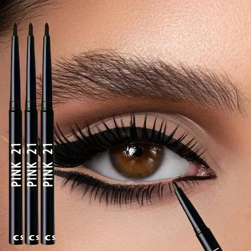 3-pack black eyeliner pencil set, long-lasting, soft and smooth, easy to apply, water and sweat resistant, a must-have for beginners, smudge-proof eyeliner gel cosmetic
