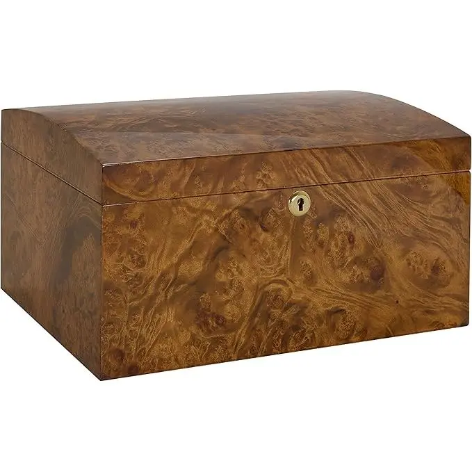 Arcos Desktop Humidor with a Rustic Red Burl Veneer