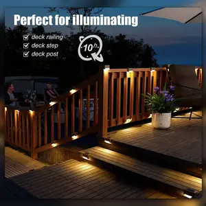 Christmas 16 Pack Waterproof Solar Fence & Step Lights LED Auto On/Off for Pathway Garden Balcony Outdoor Lighting Ideal for Deck Railing Step Post