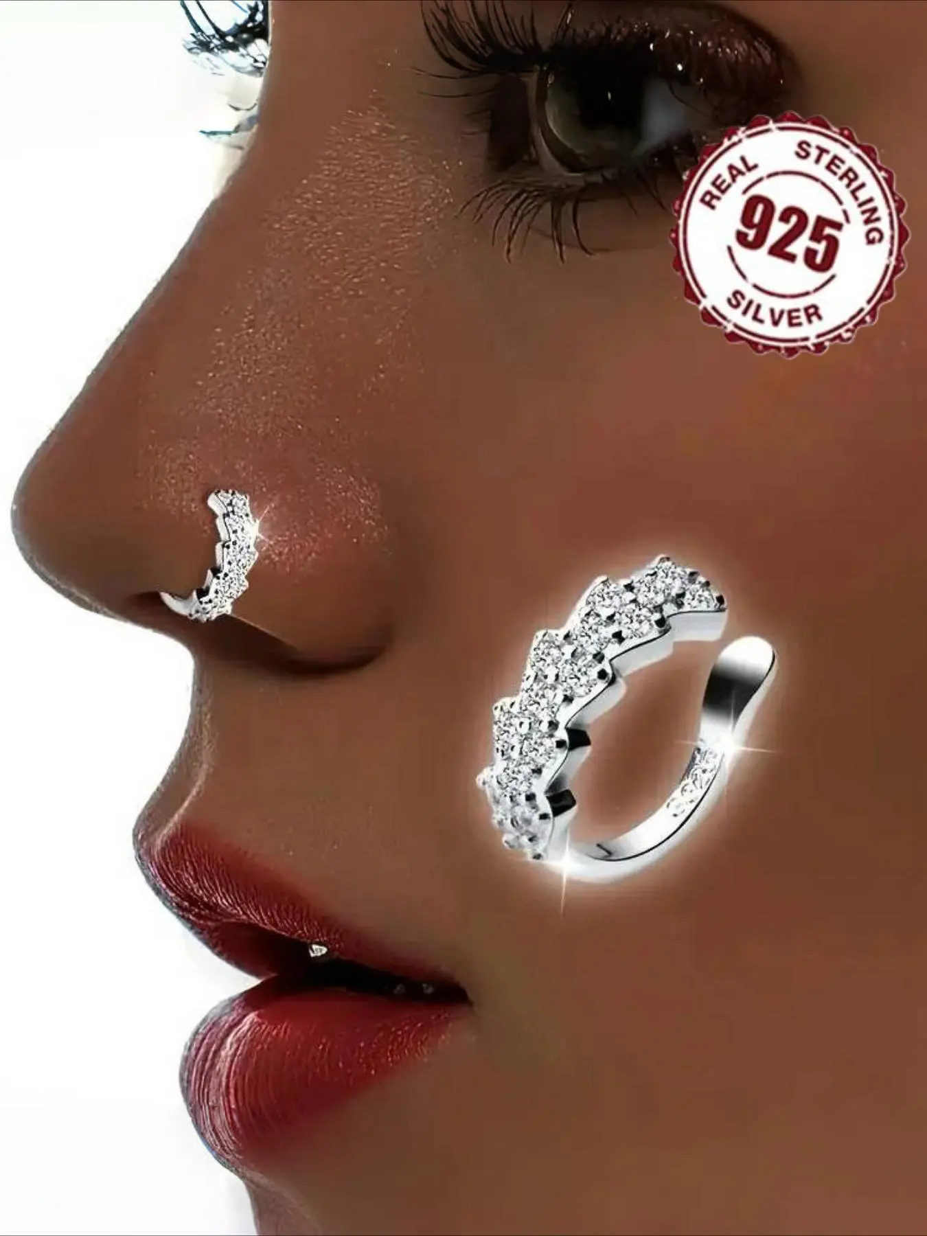 925 Sterling Silver Fashionable Nose Ring, Fashionable Nose Ring for Women & Girls, Body Jewellery for Party, Daily Clothing Decor, Trendy All-match & Exquisite Jewelry for Birthday Gift, Body Jewelry Accessory