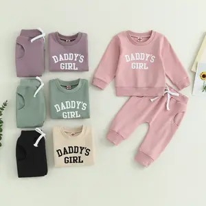 Toddler Baby Girl Outfit Daddys Girl Clothes Long Sleeve Sweatshirt Pants Set 2 Piece Winter Baby Clothes 0-3 Years