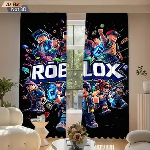 2pc Roblox Player Delight Privacy Grommet Curtains, Dynamic Atmosphere Living Room Bedroom Balcony Kitchen Shower Window Coverage Decor, Fashion Home Decoration