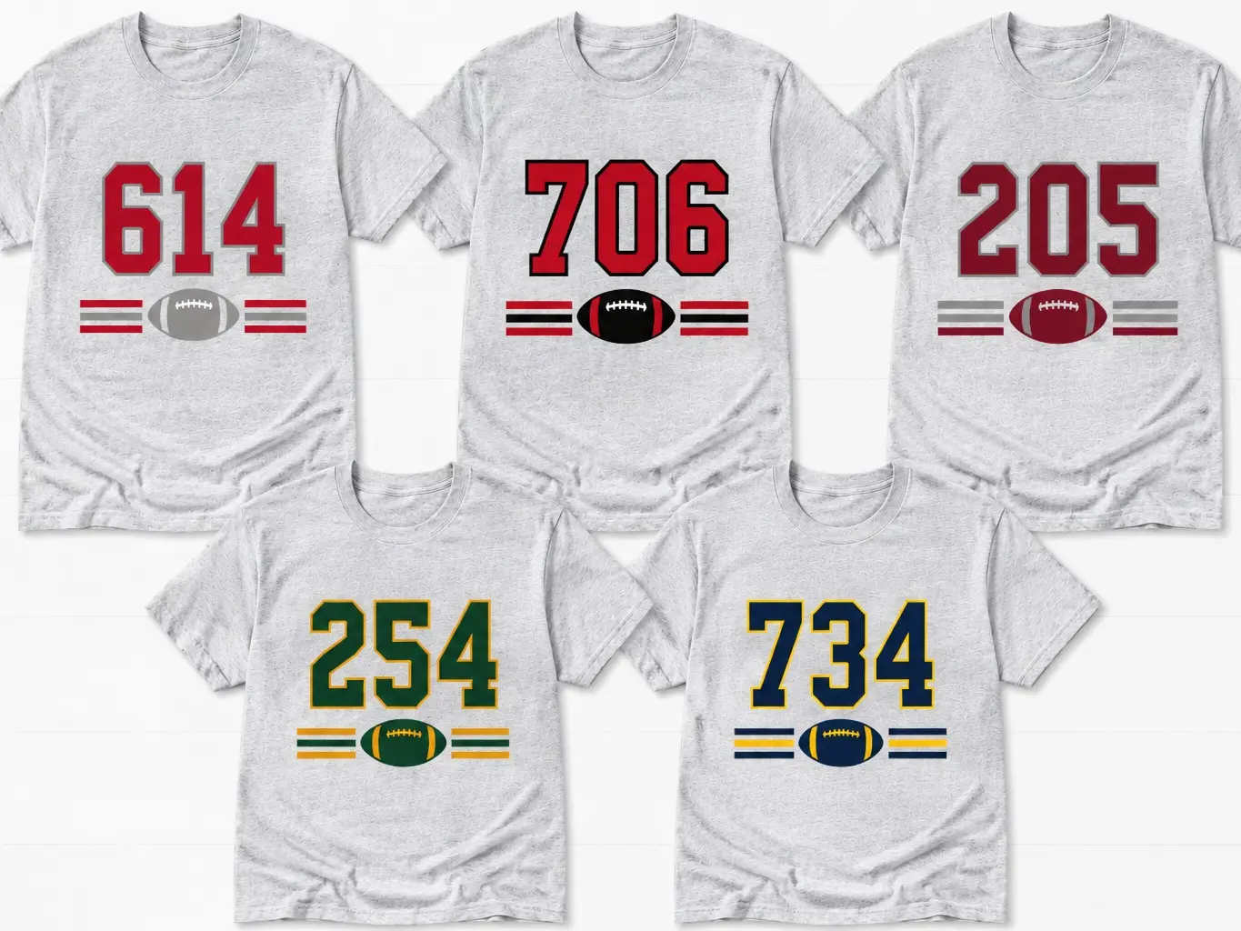 College Football Area Code T Shirt