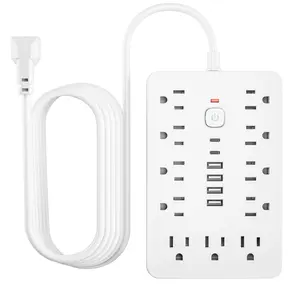 17-in-1 Surge Protected Power Strip Built In Cable, 1 Count Wall Mountable Desktop Charging Station with 4 USB & 2 Type-C Ports, Suitable for Home, Office & Travel