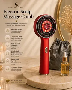 3 Modes Electric Vibration Massage Comb Red Light Therapy Hair Growth Massage Scalp Brush Oil Liquid Applicator Head Massager